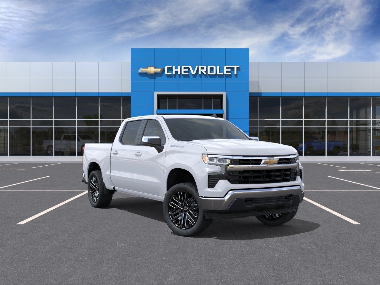 2026 Chevrolet Silverado 1500 LT in Summit White — front three-quarter view