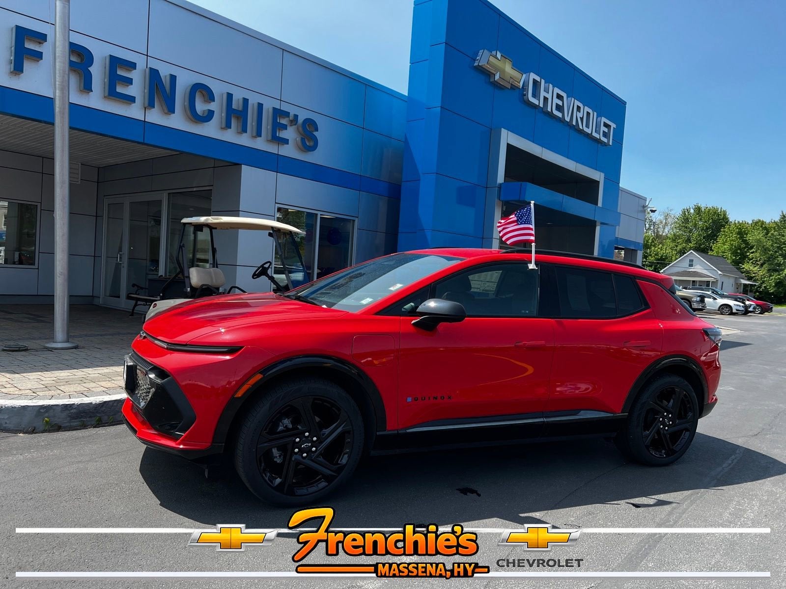 2025 Chevrolet Equinox EV RS in Habanero Orange — front three-quarter view