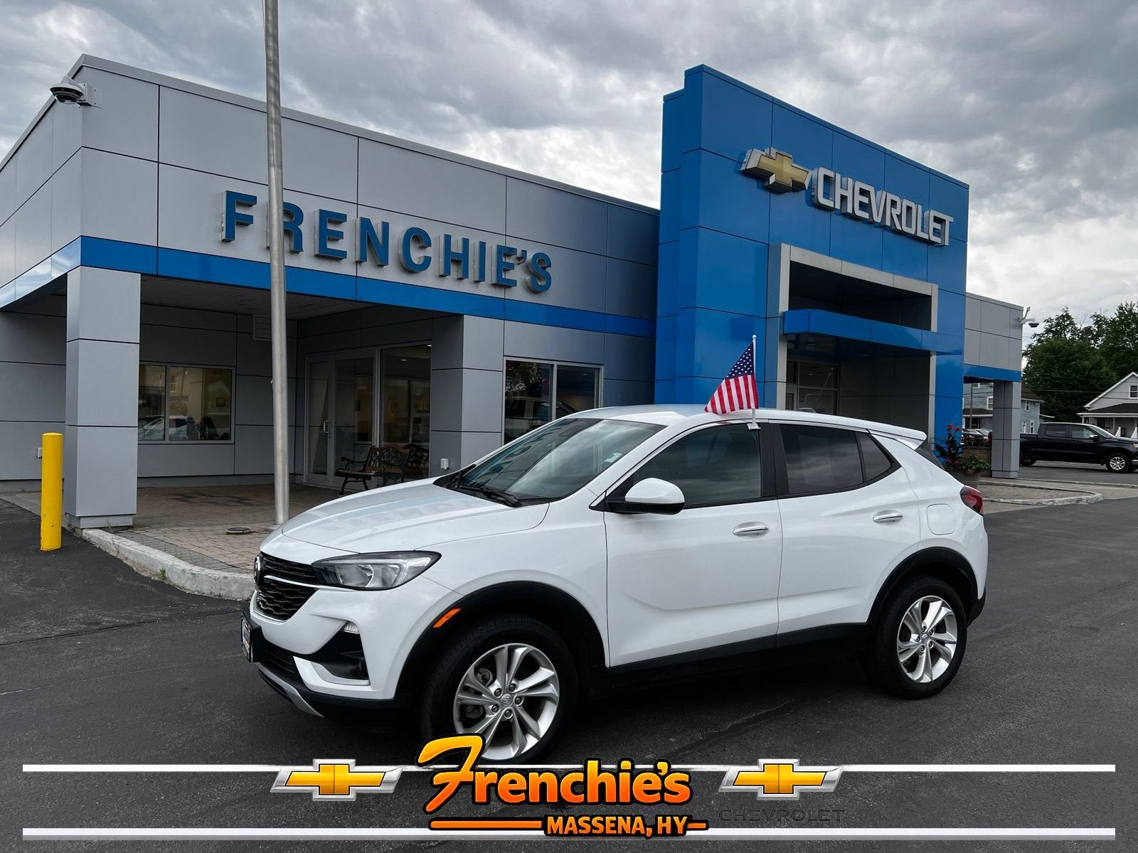 2023 Buick Encore GX Preferred in Summit White — front three-quarter view